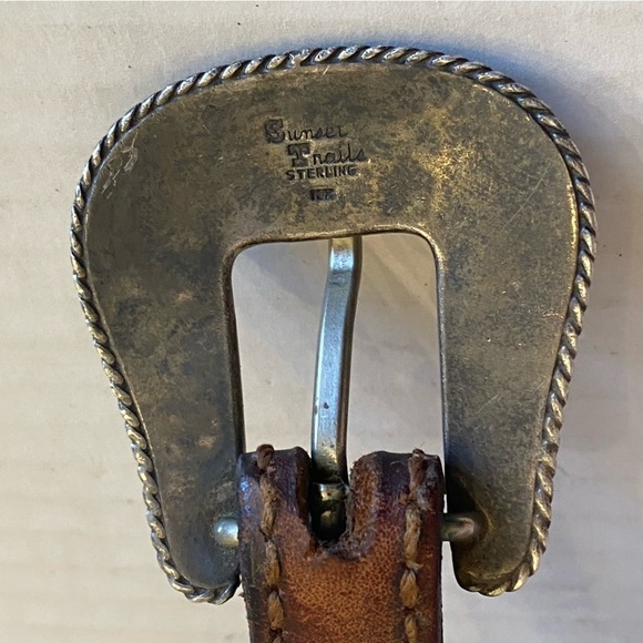 RARE Sunset Trails Sterling & 10k Gold Engraved CONCHO Ranger Belt Buckle - Picture 14 of 16